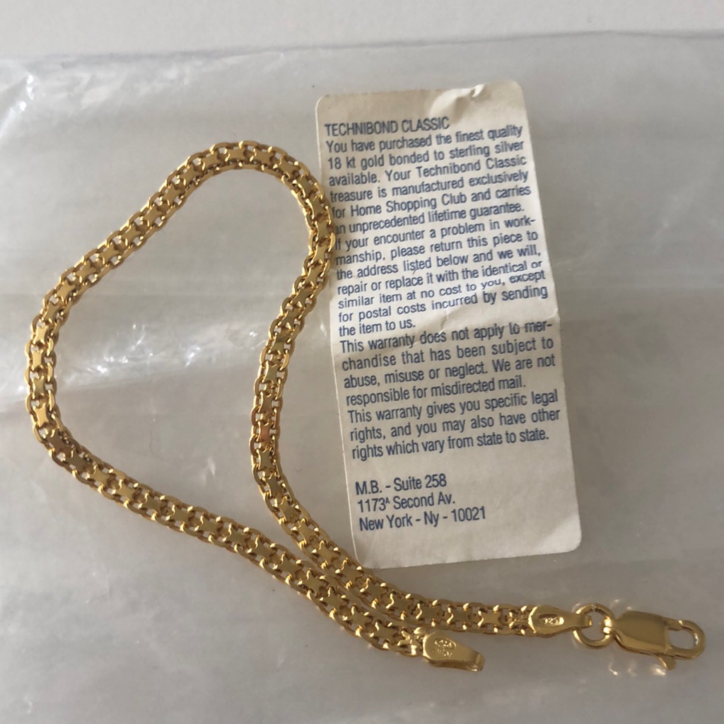 Vintage Milor Technibond 18k Gold Bonded To Sterling Silver 7.5” Bracelet Nos